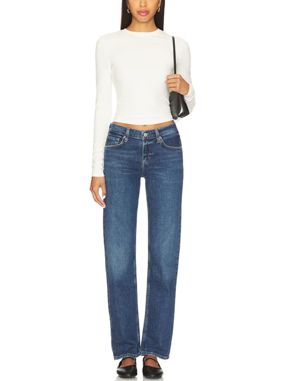 Agolde Low Rise Slim Jeans Slick Medium Indigo Sz 26